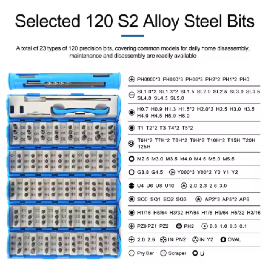 JUEGO DE DESTORNILLADORES DE PRECISIÓN 128 EN 1 SUNSHINE SS-5120 - Imagen 3